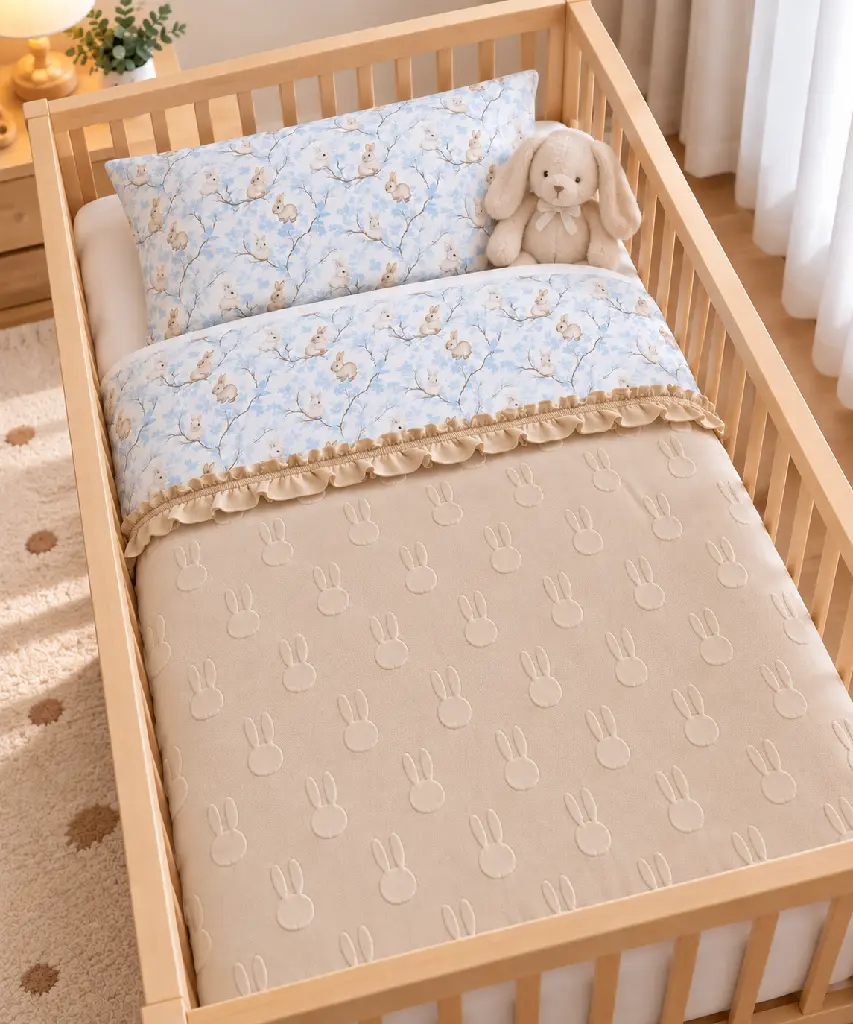 Cuna nórdica con conejitos y jacquard rel注.webp