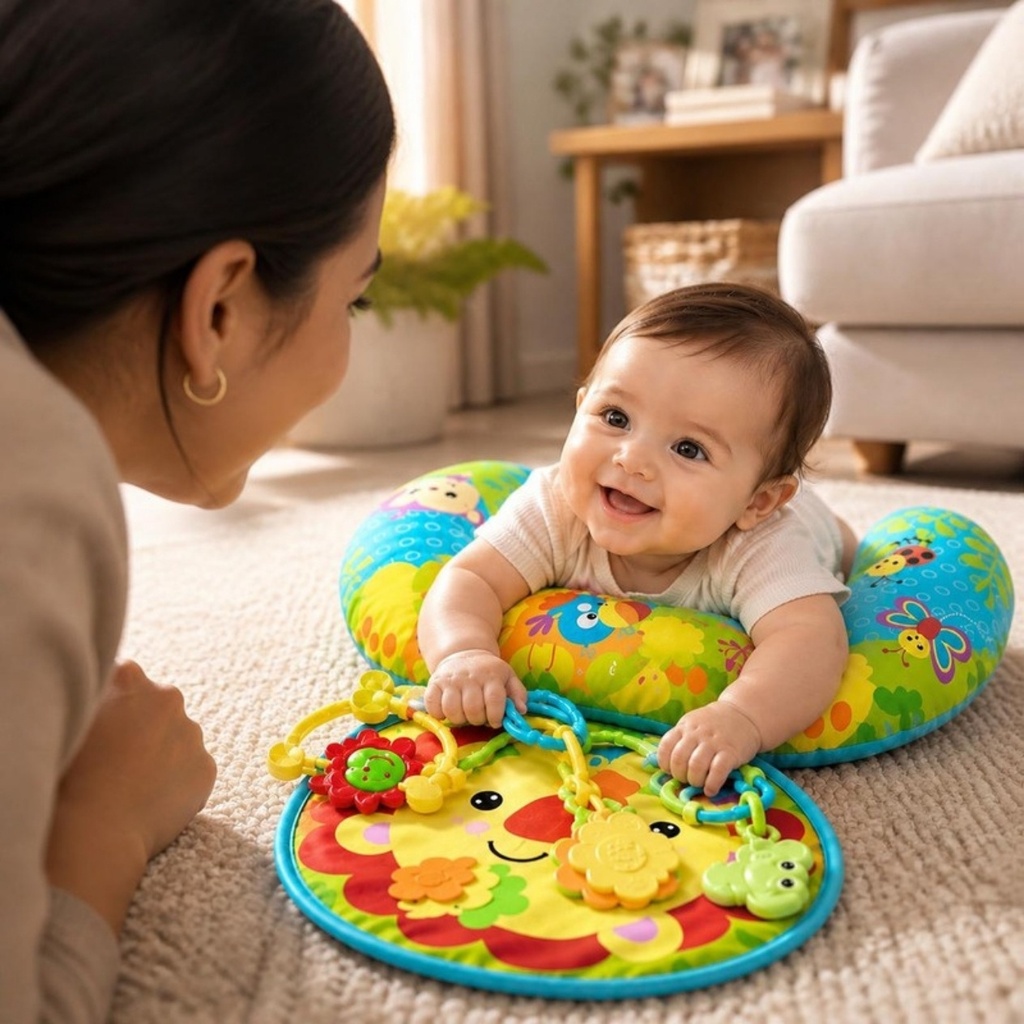 [E014-01] Almohada Tummy Time (León Celeste)