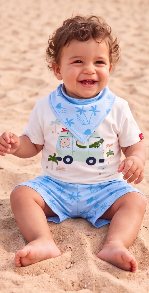 [R011-02] Conjunto Verano (2 · 3 a 6 meses, Carritos Verde)